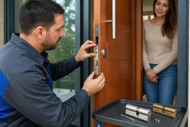 Chaveiro trocando uma fechadura em uma casa em Palmas.